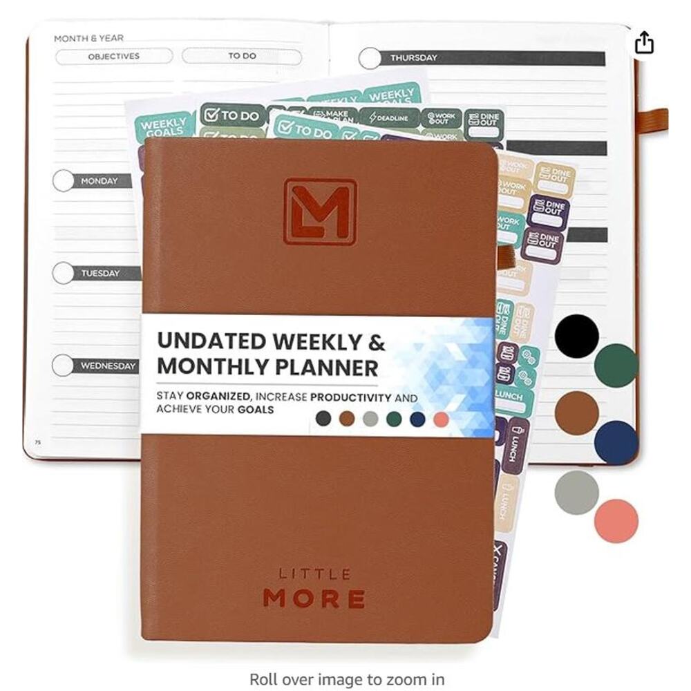 UNDATED Weekly Planner with Planner Stickers - A5 (5.8”x8.3")